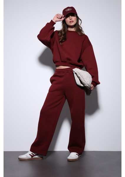 Bordo Basic Kadın Sweatshirt