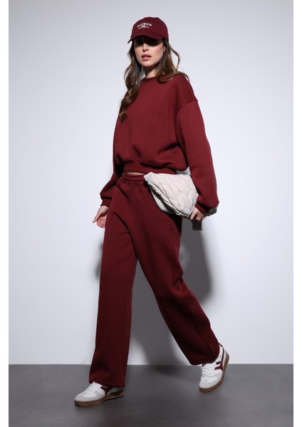 Bordo Basic Kadın Sweatshirt fiyatları