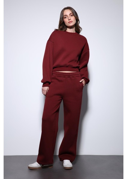 Bordo Basic Kadın Sweatshirt modelleri