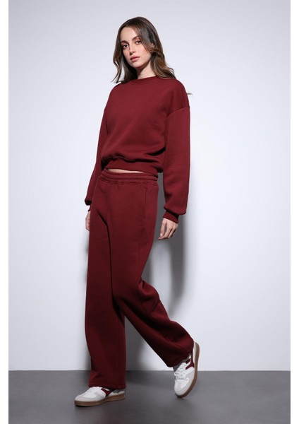 Bordo Basic Kadın Sweatshirt fırsatları