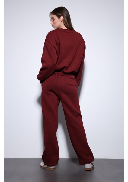 Bordo Basic Kadın Sweatshirt