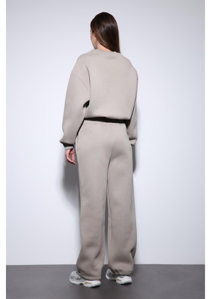 Açık Vizon Basic Kadın Sweatshirt