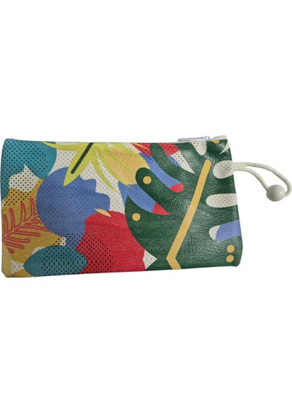 Çiçek Baskılı Fermuarlı Akrilik Bez Cüzdan fırsatları