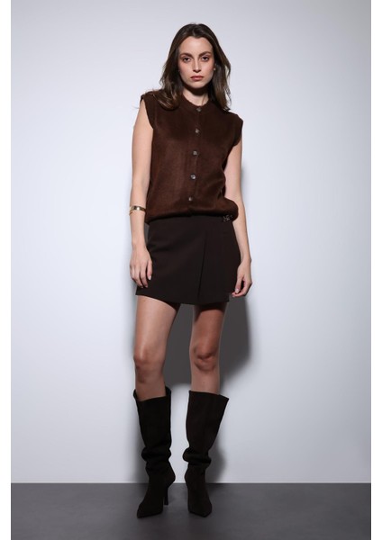 Kahve Dokulu Kadın Triko Yelek fiyatları