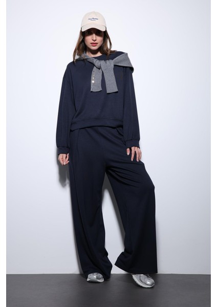Lacivert Geniş Paça Relaxed Kadın Takım