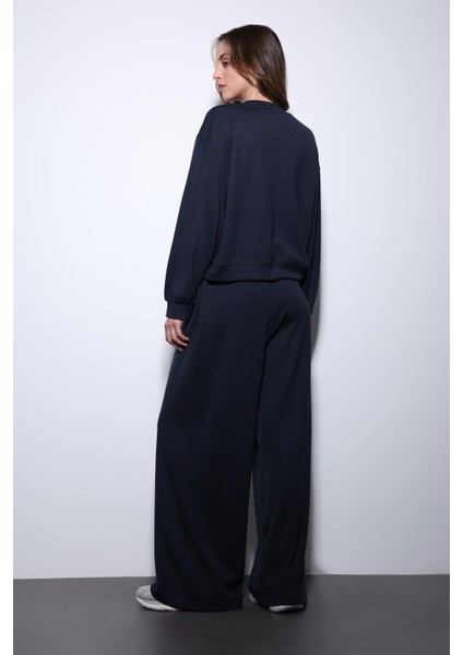 Lacivert Geniş Paça Relaxed Kadın Takım
