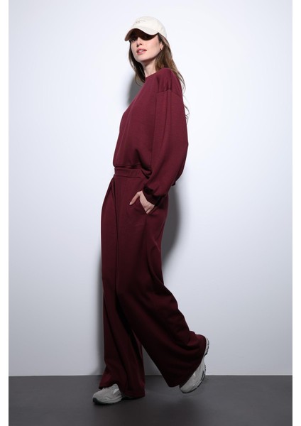Bordo Geniş Paça Relaxed Kadın Takım indirimleri