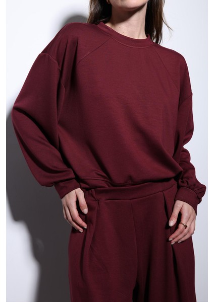 Bordo Geniş Paça Relaxed Kadın Takım