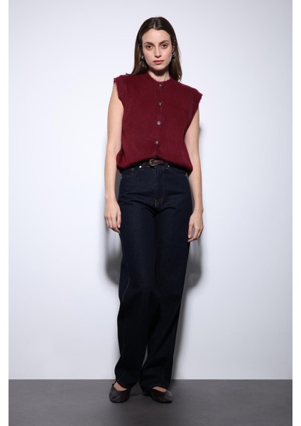 Bordo Dokulu Kadın Triko Yelek fiyatları