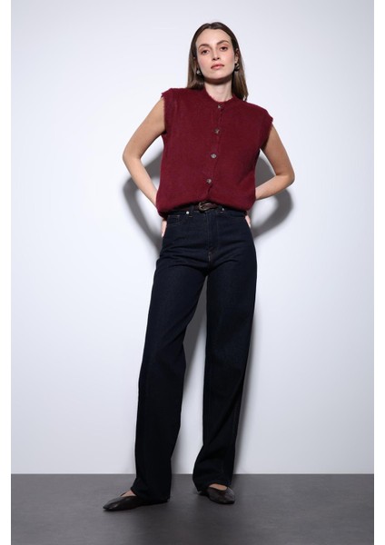 Bordo Dokulu Kadın Triko Yelek indirimleri