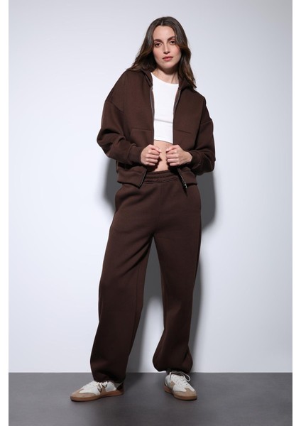 Kahve Fermuarlı Kapüşanlı Kadın Sweatshirt indirimleri