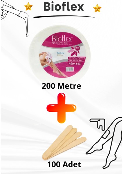 200 Metre Ağda Bandı Bezi, 100 Adet Spatula ile Güzel ve Temiz Epilasyon Seti