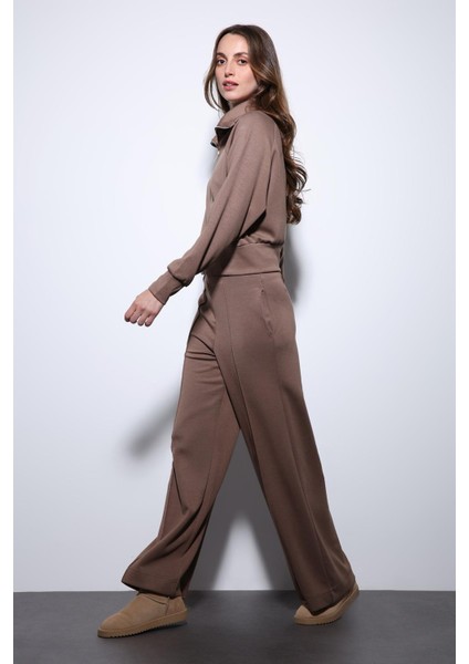 Bej Fermuarlı Kadın Eşofman Takım modelleri