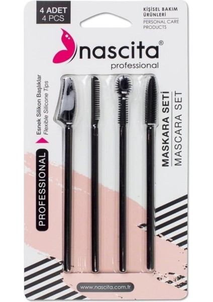 4'lü Silikon Maskara ve Kaş Şekillendirme Fırçası Seti