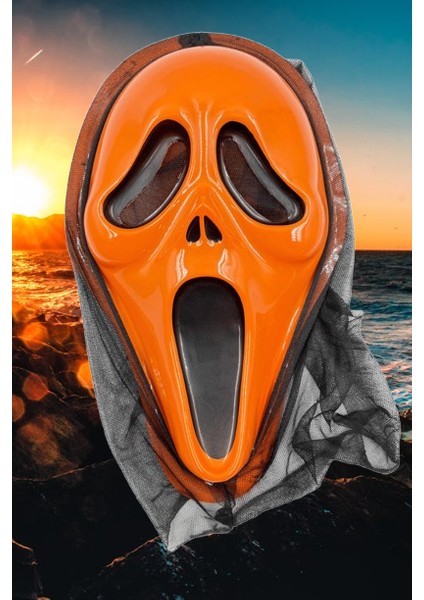 Halloween Maske Çığlık Arkası Tüllü Turuncu modelleri