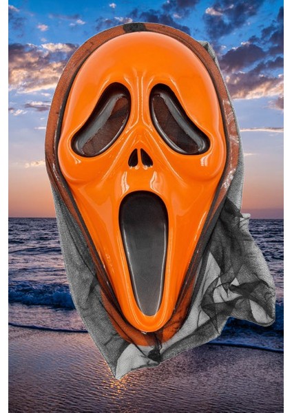 Halloween Maske Çığlık Arkası Tüllü Turuncu fırsatları