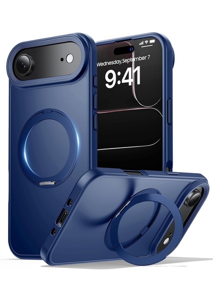 Apple iPhone 17 Air Kılıf Magsafe Halkalı 360 Dönebilen Yüzüklü Standlı Armour Mat Mıknatıslı Kapak