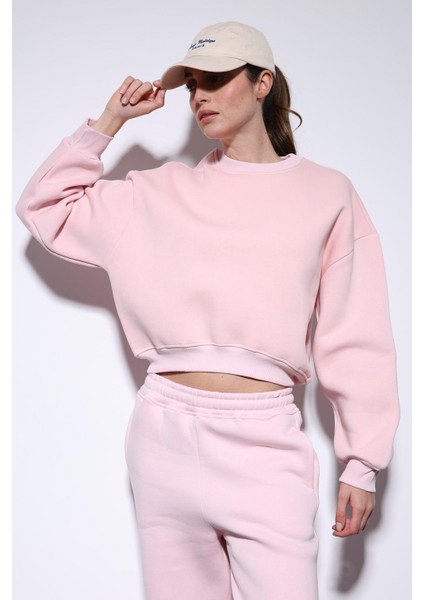 Pembe Basic Kadın Sweatshirt modelleri