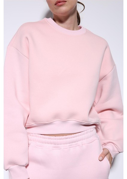 Pembe Basic Kadın Sweatshirt