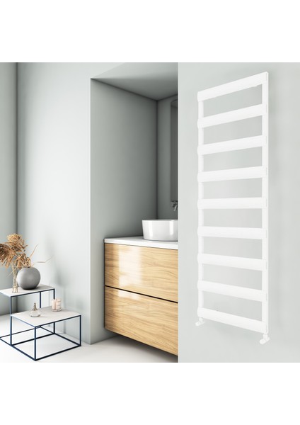 Alya Bath 0700*0400*05/RAL 9016 Kumlu Beyaz/standart Bağlantı (Iki Yan Alt-Üst Çapraz)/alüminyum Havlupan/banyo Radyatörü