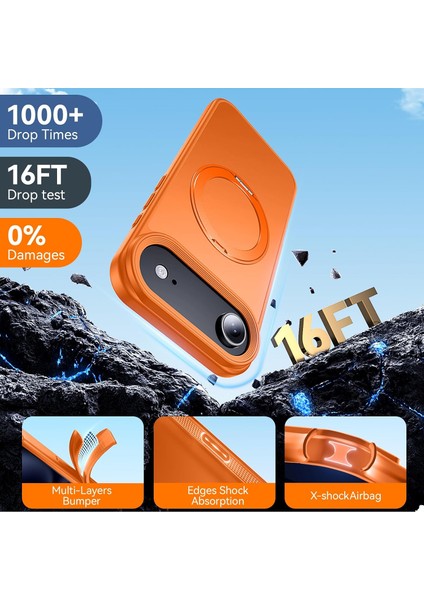 Apple iPhone 17 Air Kılıf Magsafe Halkalı 360 Dönebilen Yüzüklü Standlı Armour Mat Mıknatıslı Kapak fırsatları