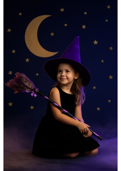 Halloween Cadı Süpürgesi Tüllü Mor