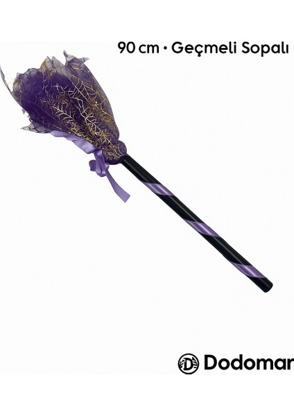 Halloween Cadı Süpürgesi Tüllü Mor