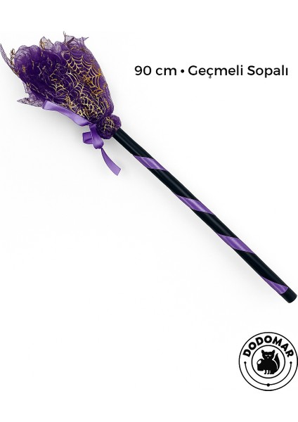 Halloween Cadı Süpürgesi Tüllü Mor