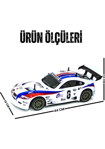 Oyuncak 1:10 Ölçek 2.4 Ghz Uzaktan Kumandalı 25 Km Hız Yapan Yarış Arabası Full Fonksiyon Drift Atan 44 cm