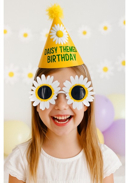 Parti Gözlükleri Papatya Çerçeveli beyaz sarı indirimleri