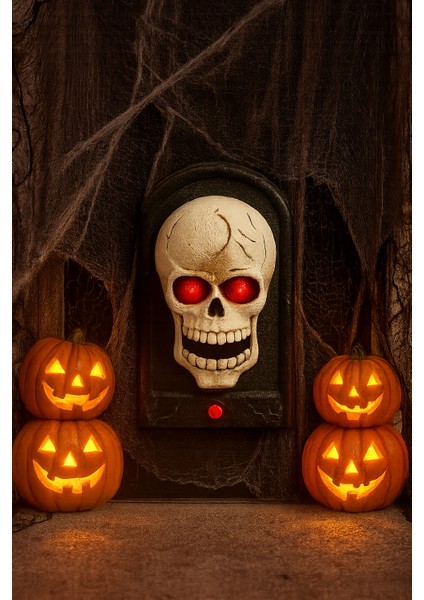Halloween Cadılar B Kurukafa Kapı Zili Işık-Ses-Ha