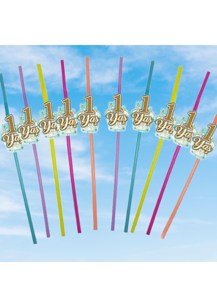 Pipet 1 Yaş Yaldızlı Pipet 10 Lu Mavi 1 Yaş Erkek Doğum Günü Partisi fiyatları