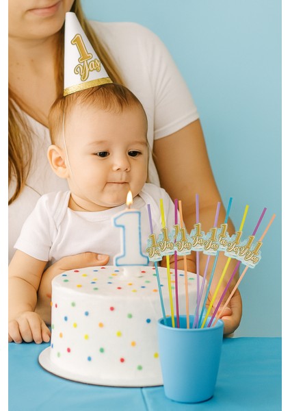 Pipet 1 Yaş Yaldızlı Pipet 10 Lu Mavi 1 Yaş Erkek Doğum Günü Partisi modelleri