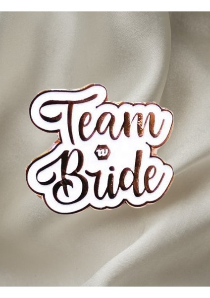 Team bride yaka rozeti beyaz üstü rosegold