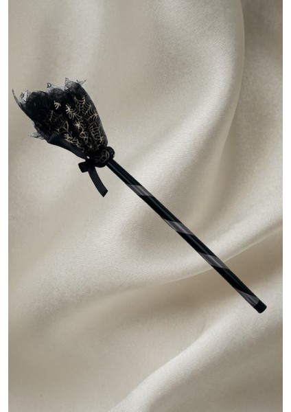 Halloween Cadı Süpürgesi Tüllü Siyah