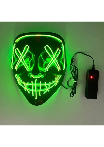 Halloween Cadılar Bayramı Maske Vendetta Neon Açık Yeşil Işıklı Parti Maskesi