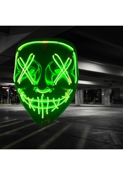 Halloween Cadılar Bayramı Maske Vendetta Neon Açık Yeşil Işıklı Parti Maskesi fırsatları