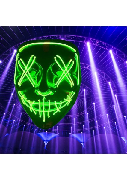Halloween Cadılar Bayramı Maske Vendetta Neon Açık Yeşil Işıklı Parti Maskesi indirimleri