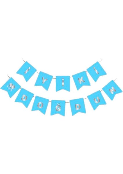 Iyiki Doğdun Banner Mavi Yazı Gümüş fırsatları