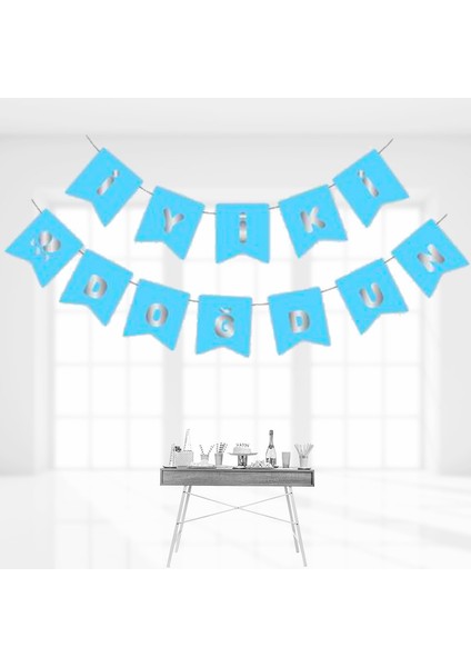 Iyiki Doğdun Banner Mavi Yazı Gümüş indirimleri