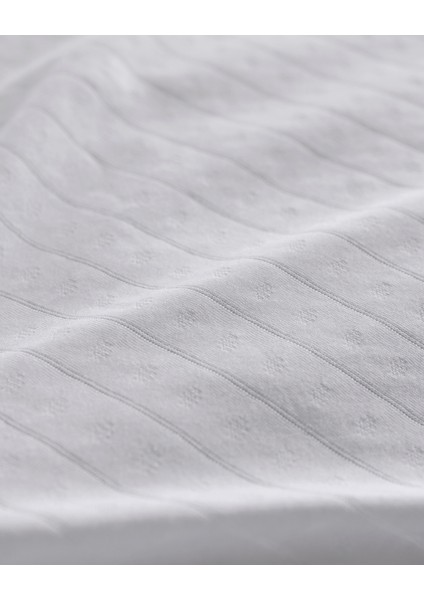 Marlene Tek Kişilik %100 Pamuk Penye Lastikli Nevresim Takımı - Beyaz