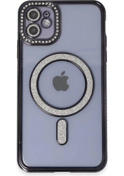 iPhone 11 Kılıf Joke Simli Magneticsafe Kılıf - Siyah