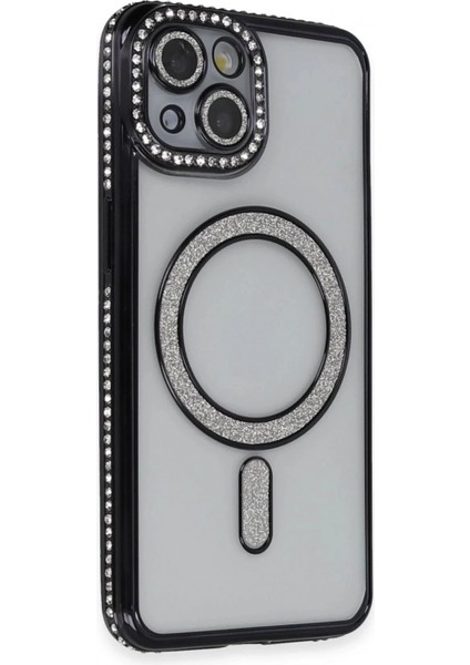 iPhone 14 Kılıf Joke Simli Magneticsafe Kılıf - Siyah