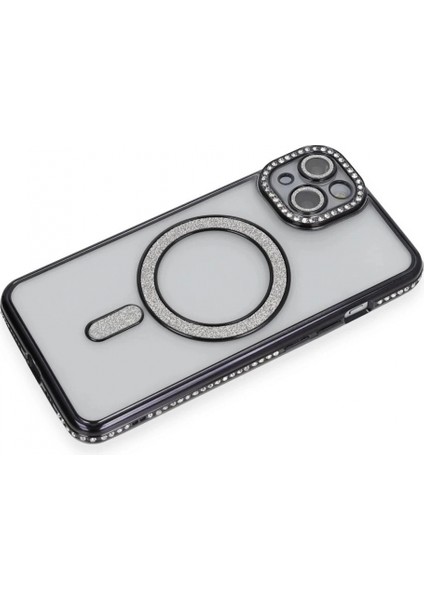 iPhone 14 Kılıf Joke Simli Magneticsafe Kılıf - Siyah modelleri