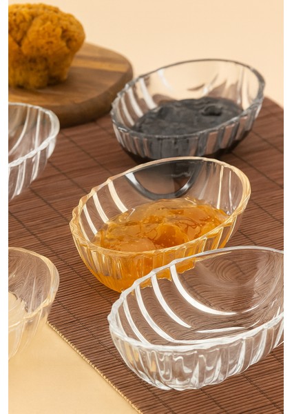 6'lı Oval Kahvaltılık Sunumluk Çerezlik Cam Kase