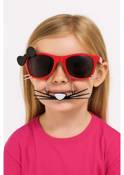 Parti Gözlükleri KEDİ MODELİ KIRMIZI fiyon bıyıklı modelleri