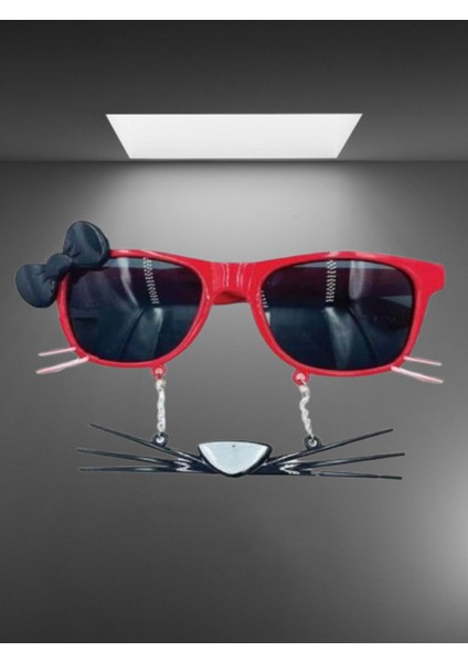 Parti Gözlükleri KEDİ MODELİ KIRMIZI fiyon bıyıklı fırsatları