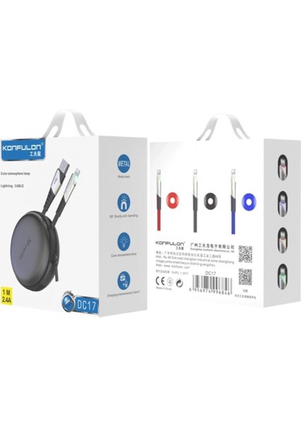 DC17 Lightning Kablo iphone Uyumlu 1m 2.4A - Kırmızı modelleri