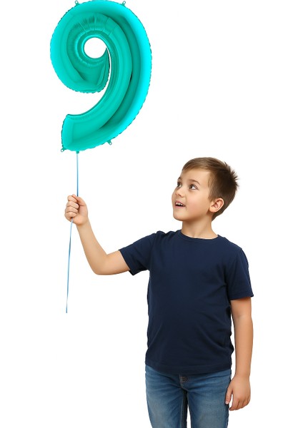Folyo Rakam 9 Tiffany 40 Inç 102 cm Grabo Turkuaz