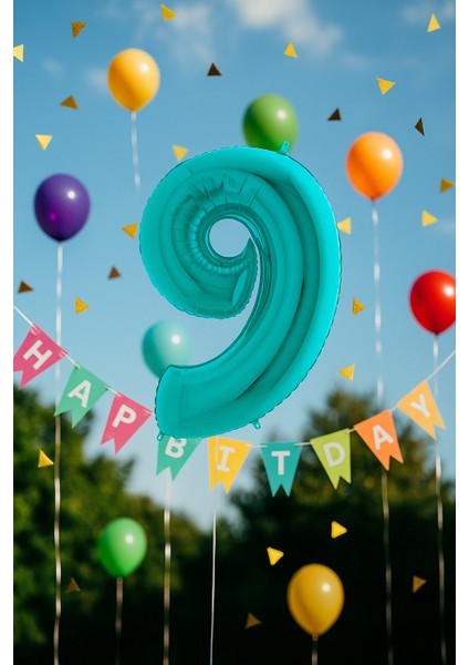 Folyo Rakam 9 Tiffany 40 Inç 102 cm Grabo Turkuaz fiyatları